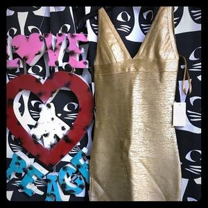 NWT Venus gold bodycon dress sz XS